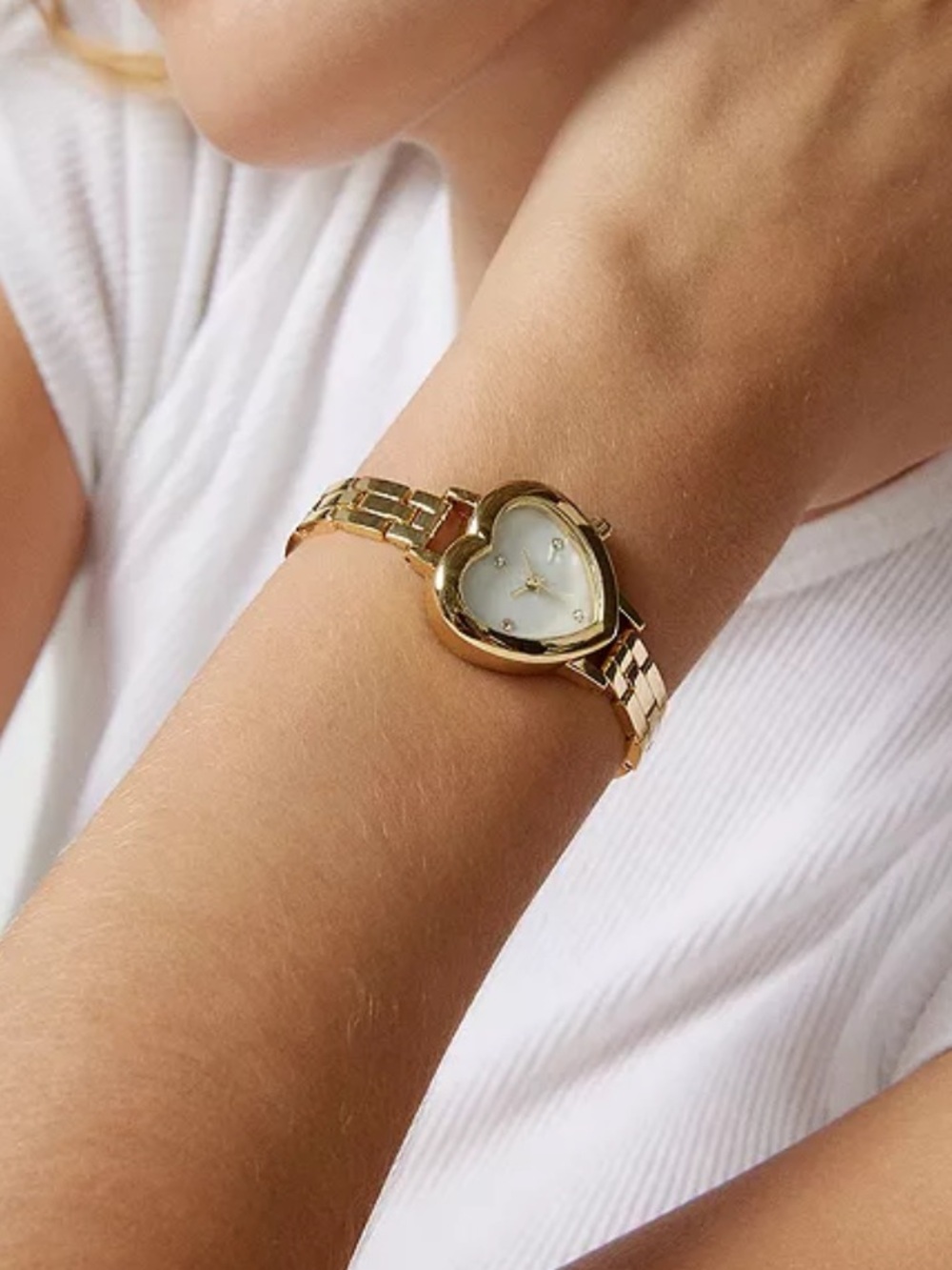 Gold Heart Link Watch - Women Jewelry